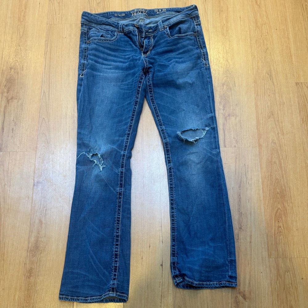 Buckle Black Distressed Blue Denim Jeans